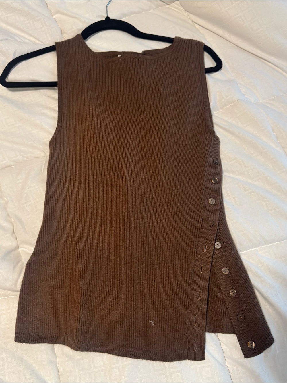 Abercrombie & Fitch Brown Ribbed Sleeveless Tank with Side Button Placket
